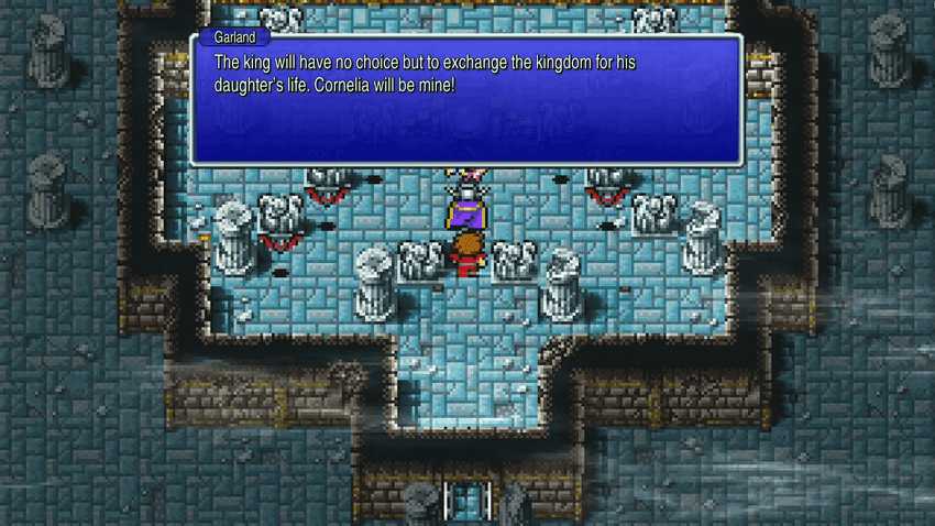 Garland confronting the party in Chaos Shrine